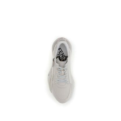 Fendi Flow Calf-Leather Sneakers – White