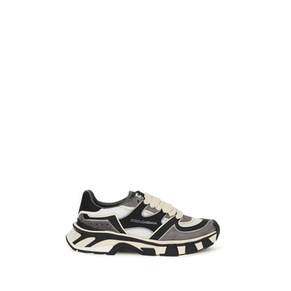 Dolce & Gabbana Gray Calf Leather Bos Taurus Chunky Sneakers