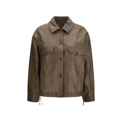 Golden Goose Brown Lamb Ovis Aries Leather Jacket