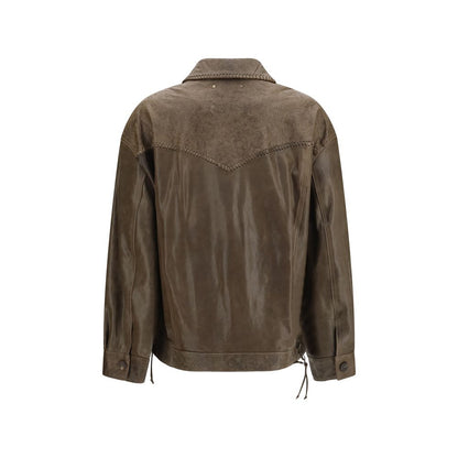 Golden Goose Brown Lamb Ovis Aries Leather Jacket