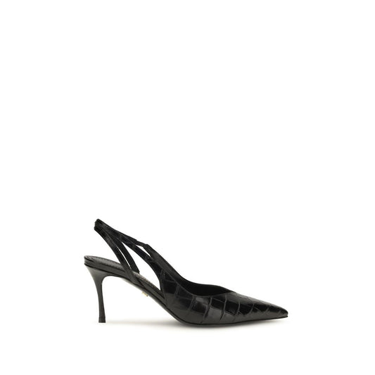 Ferragamo Calf-Leather Slingback Pumps – Black