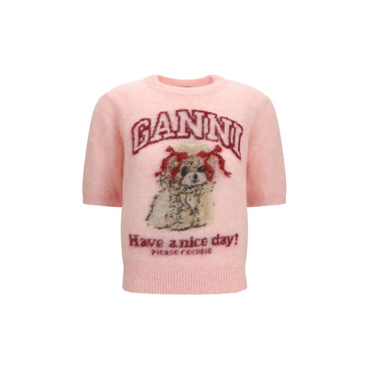 Ganni Graphic Alpaca-Blend Knit T-Shirt – Multicolour