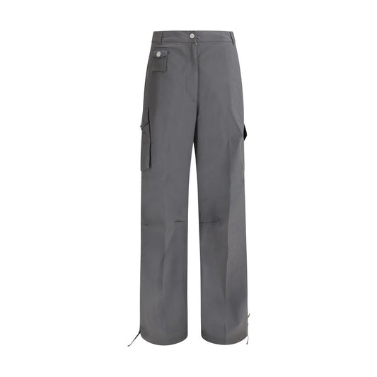 Ganni Cotton-Blend Cargo Trousers – Grey