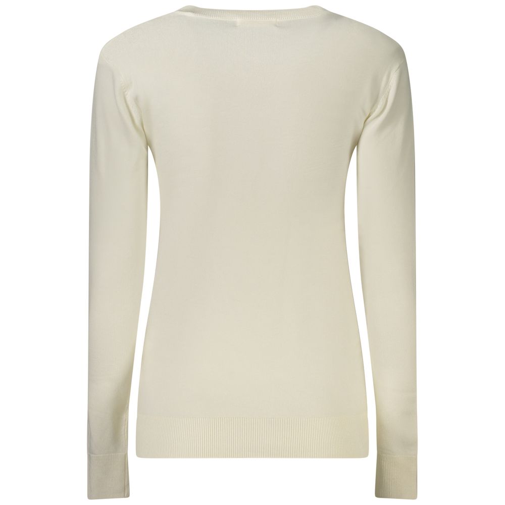 Guess Jeans Sweatshirt with Rhinestones and Embroidery – White