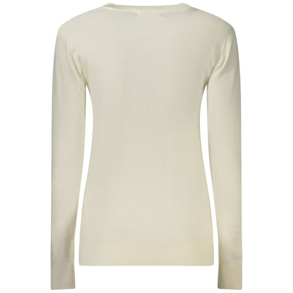 Guess Jeans Sweatshirt with Rhinestones and Embroidery – White