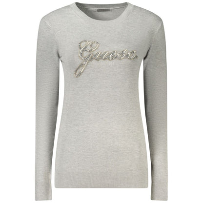 Guess Jeans Rhinestone and Embroidered Sweatshirt – Grey