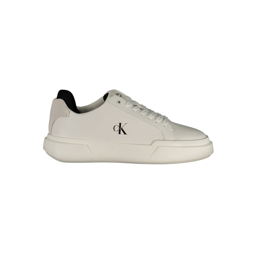White Calvin Klein sneakers with black-and-white details