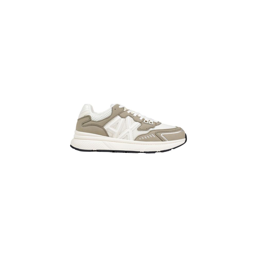 Light Armani Exchange trainers with grey-green panels, side view