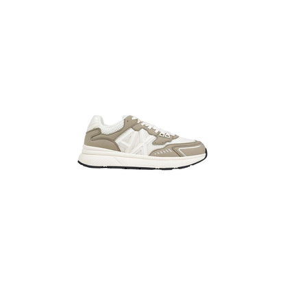 Light Armani Exchange trainers with grey-green panels, side view
