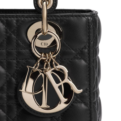 Dior quilted shoulder bag in black lamb leather