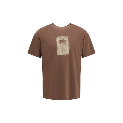 Palm Angels Palm Tree Brown Cotton T-Shirt