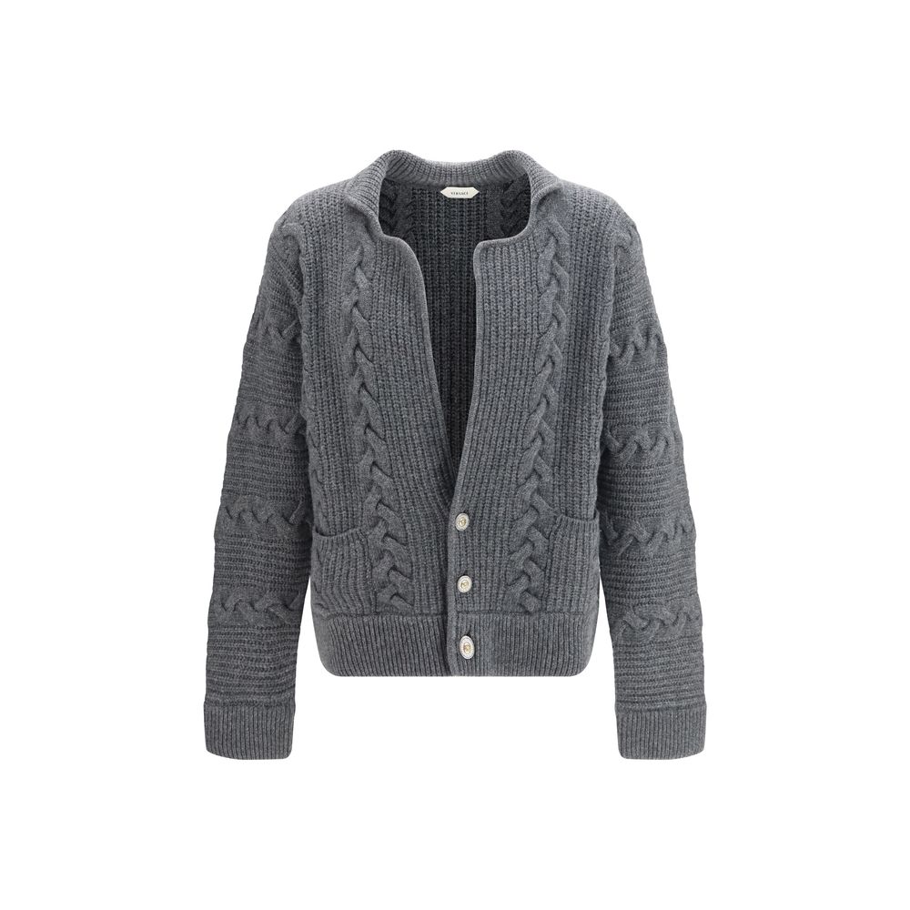 Versace gray merino wool and cashmere cardigan