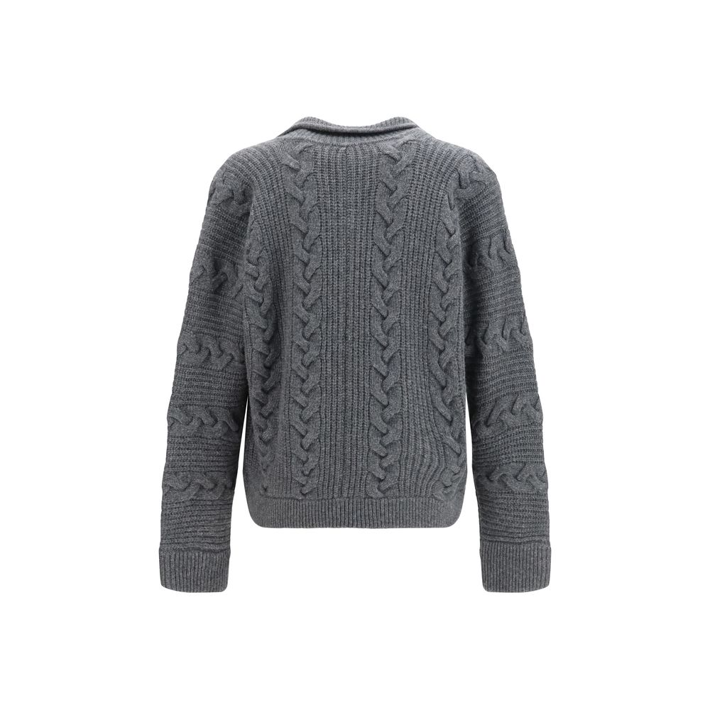 Versace gray merino wool and cashmere cardigan