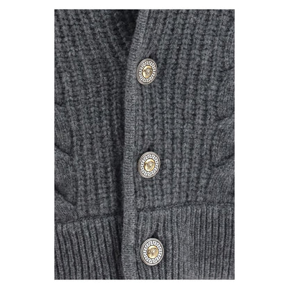 Versace gray merino wool and cashmere cardigan