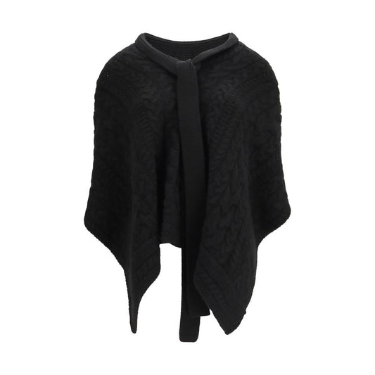 Ermanno Scervino Cable-Knit Cashmere Cape – Black