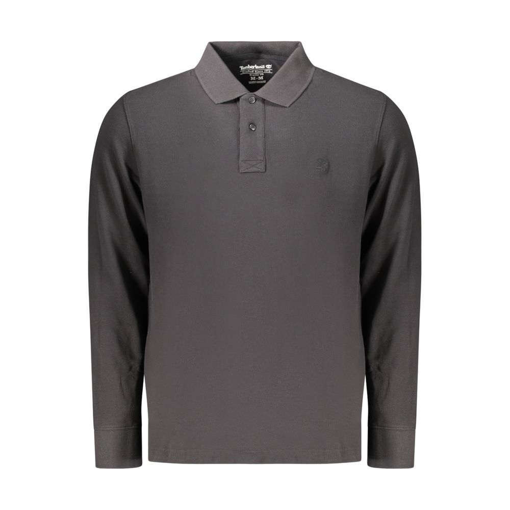 Timberland Black Long-Sleeve Cotton Polo Shirt