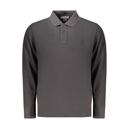 Timberland Black Long-Sleeve Cotton Polo Shirt