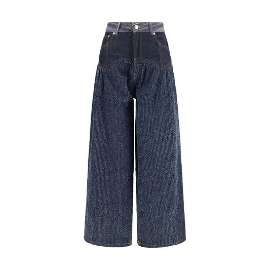 Ganni Corset Embroidered Balloon Jeans – Blue