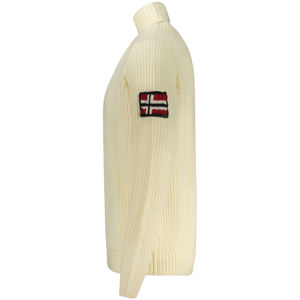 Norway 1963 rullekravesweater i uld og marabou – hvid