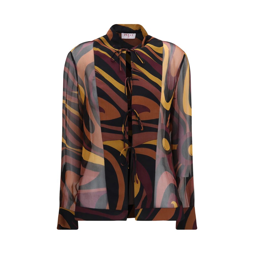 Emilio Pucci Marmo Silk Creponne Shirt – Multicolour