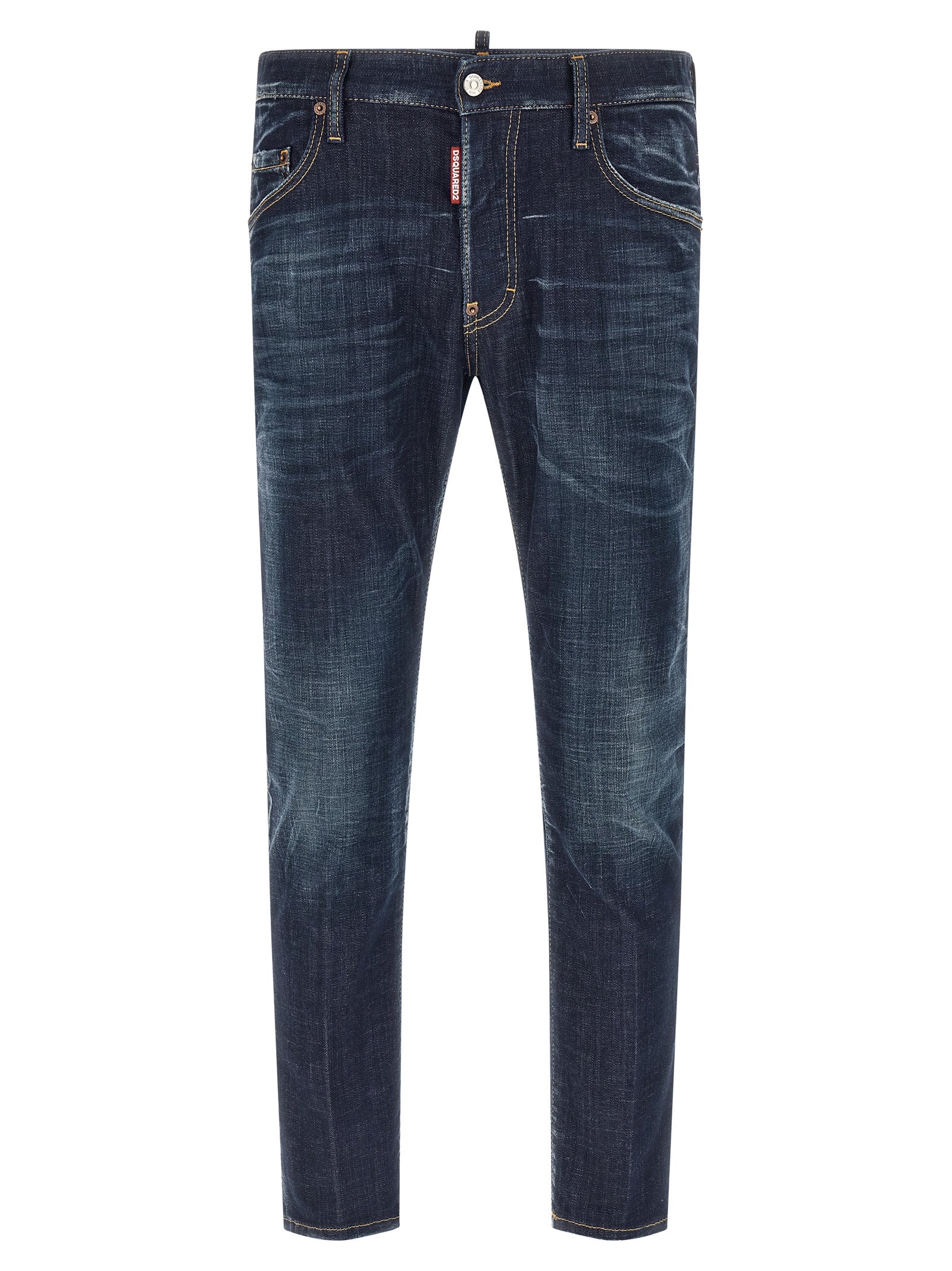 Dsquared² Blue Cotton Straight-Leg Jeans