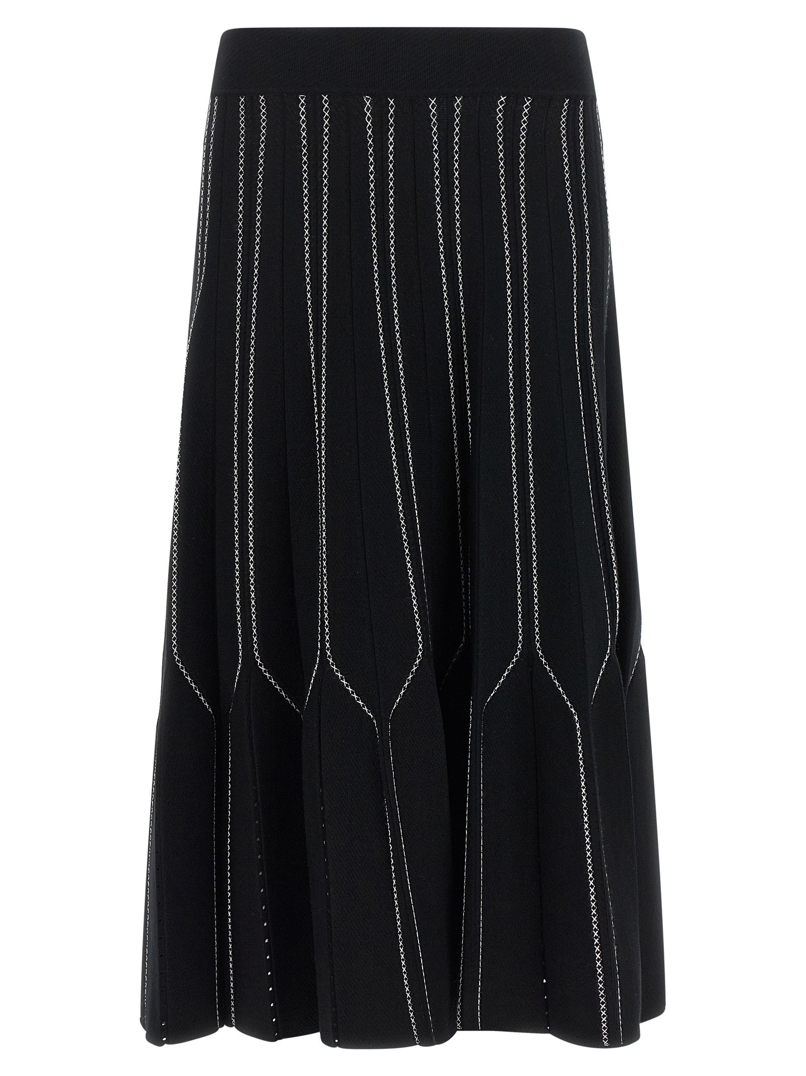 Elisabetta Franchi Black Viscose Midi Skirt