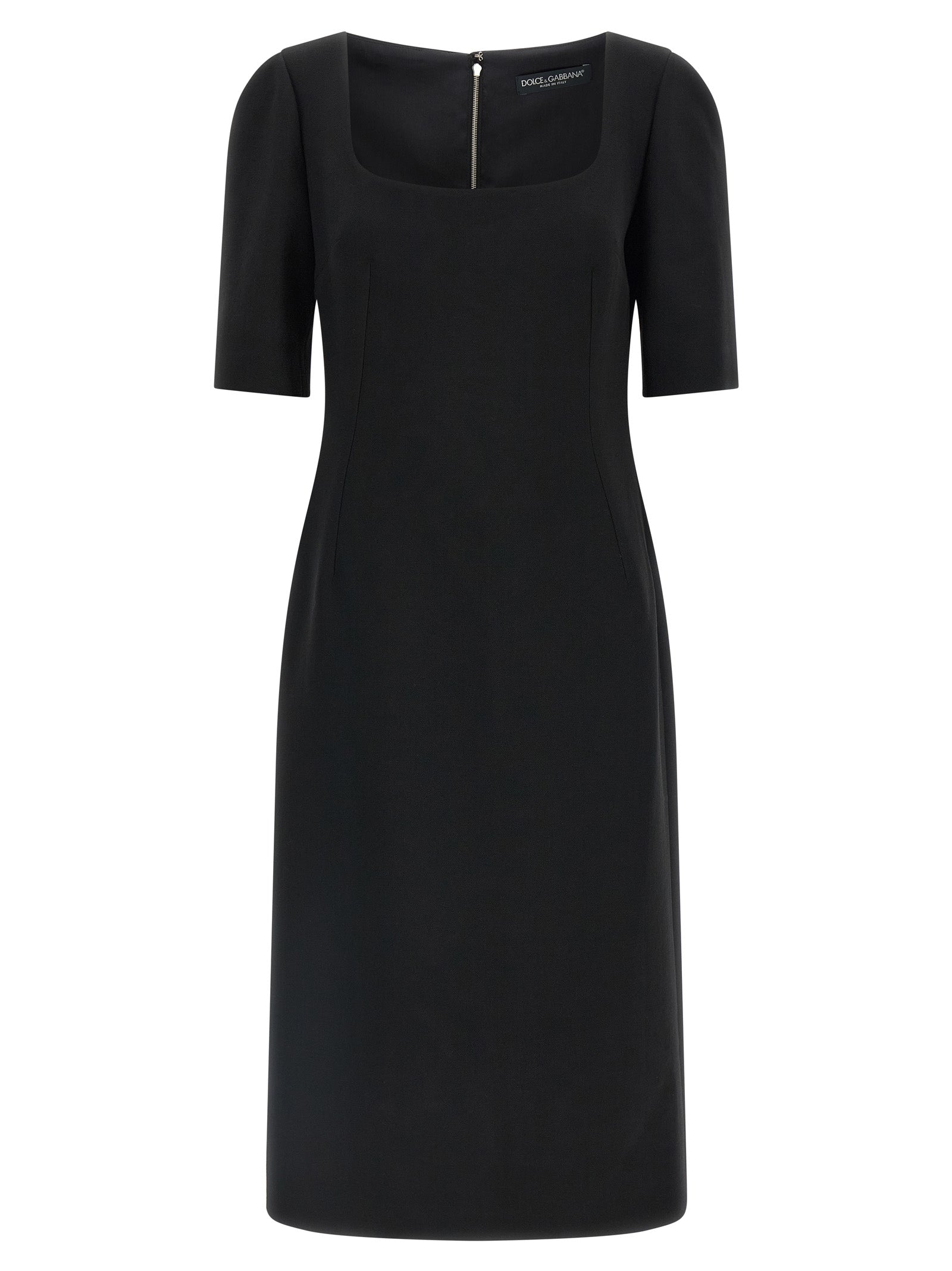 Dolce & Gabbana Black Virgin Wool Midi Dress
