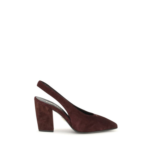 Prada Calf-Suede Slingback Pumps – Bordeaux