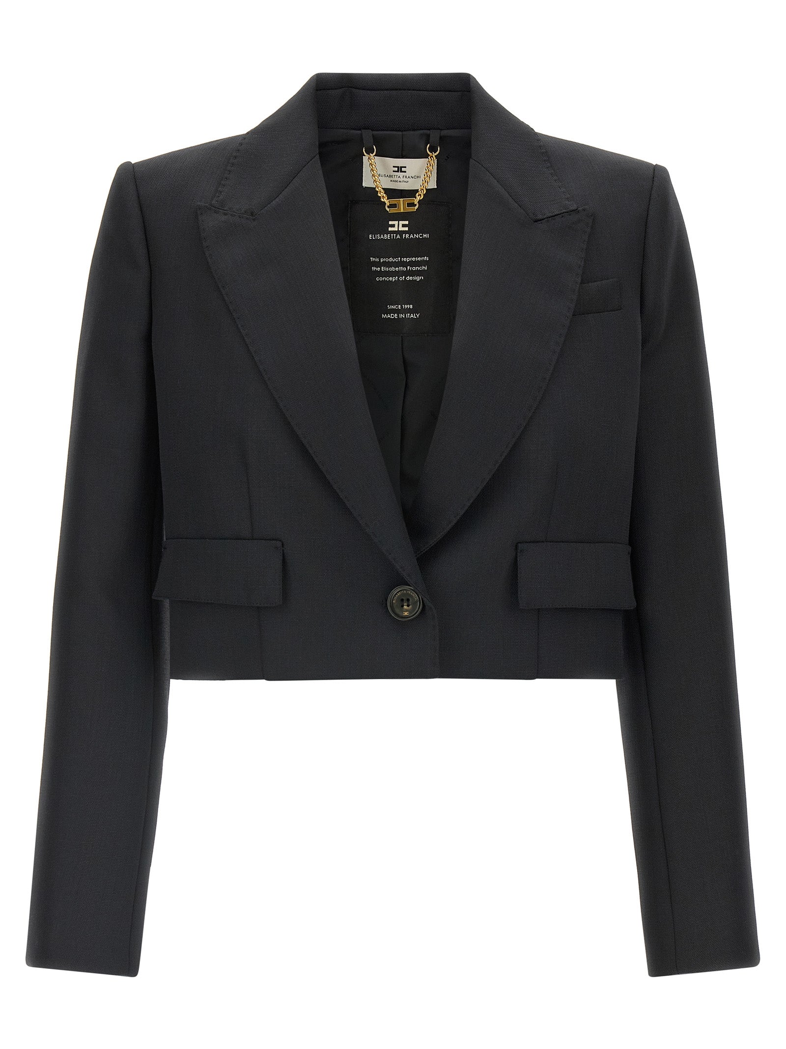 Elisabetta Franchi Black Virgin Wool Blazer