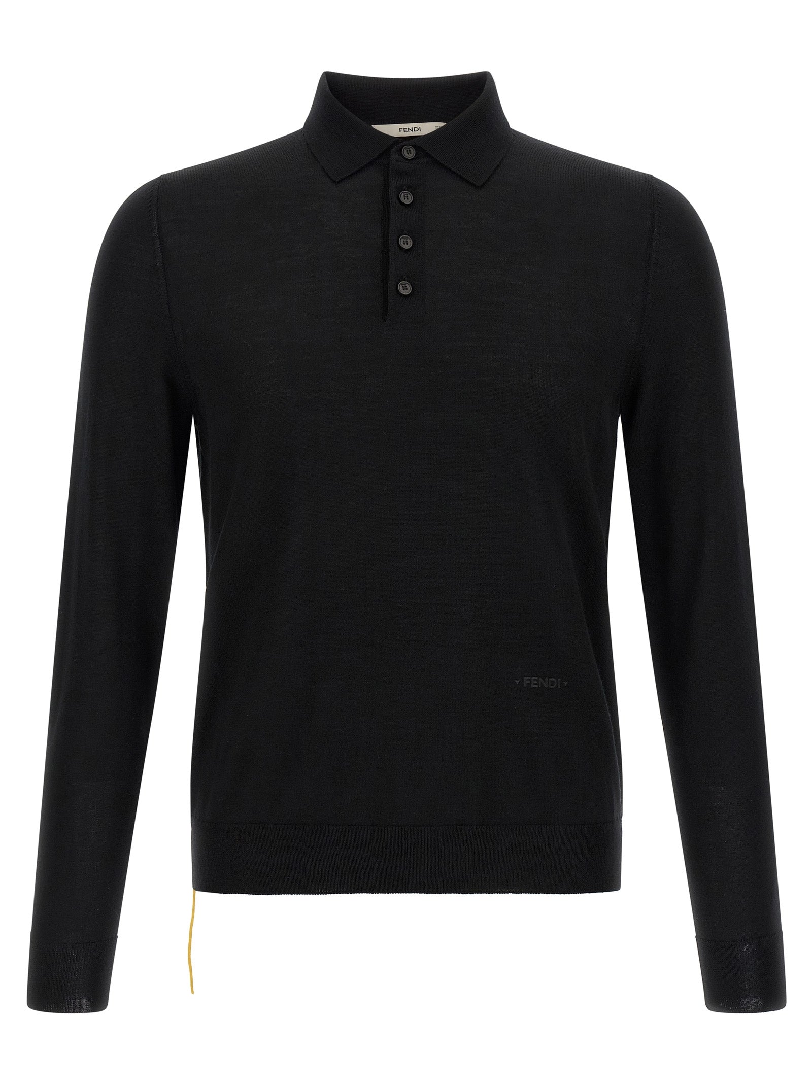 Fendi Black Virgin Wool Polo Shirt