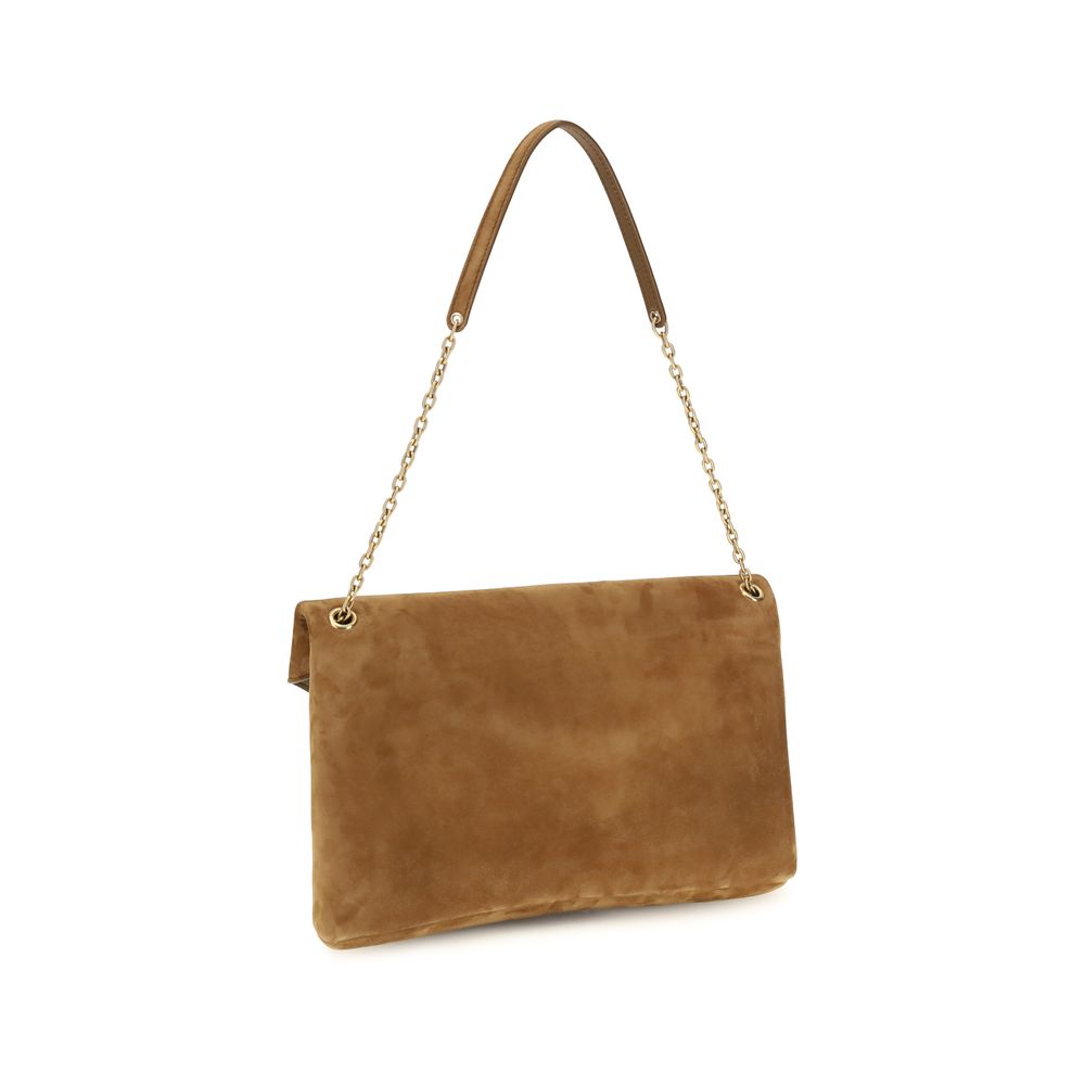 Saint Laurent Cassandre Shoulder Bag – Beige Suede