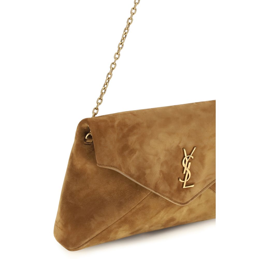 Saint Laurent Cassandre Shoulder Bag – Beige Suede