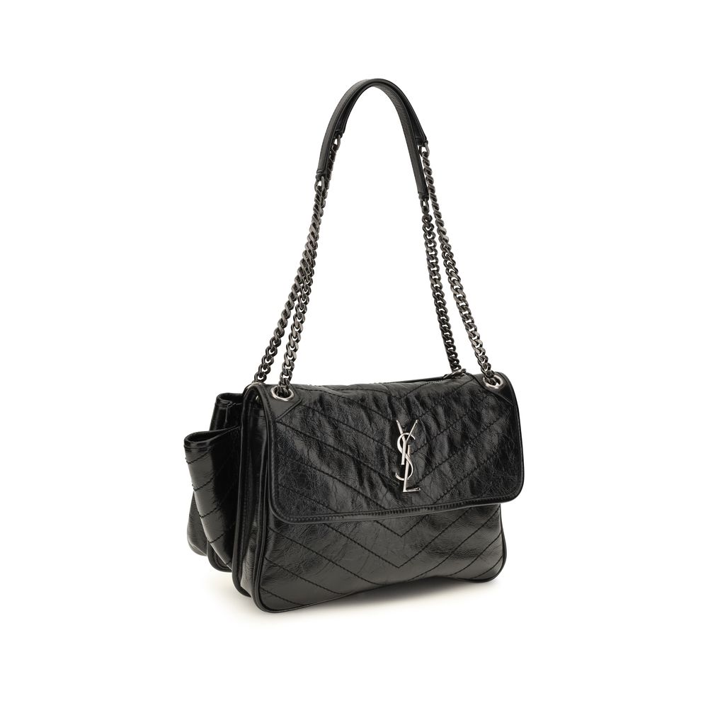 Saint Laurent Niki Tripouch Calf-Leather Shoulder Bag – Black