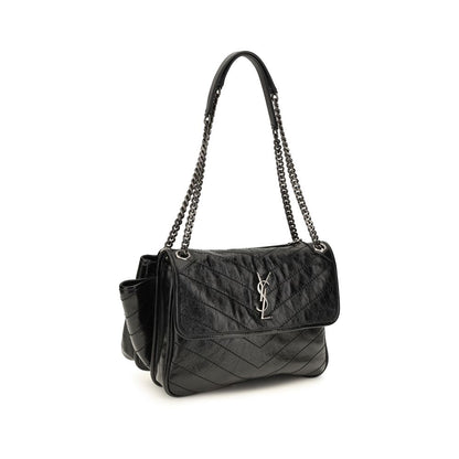 Saint Laurent Niki Tripouch Calf-Leather Shoulder Bag – Black