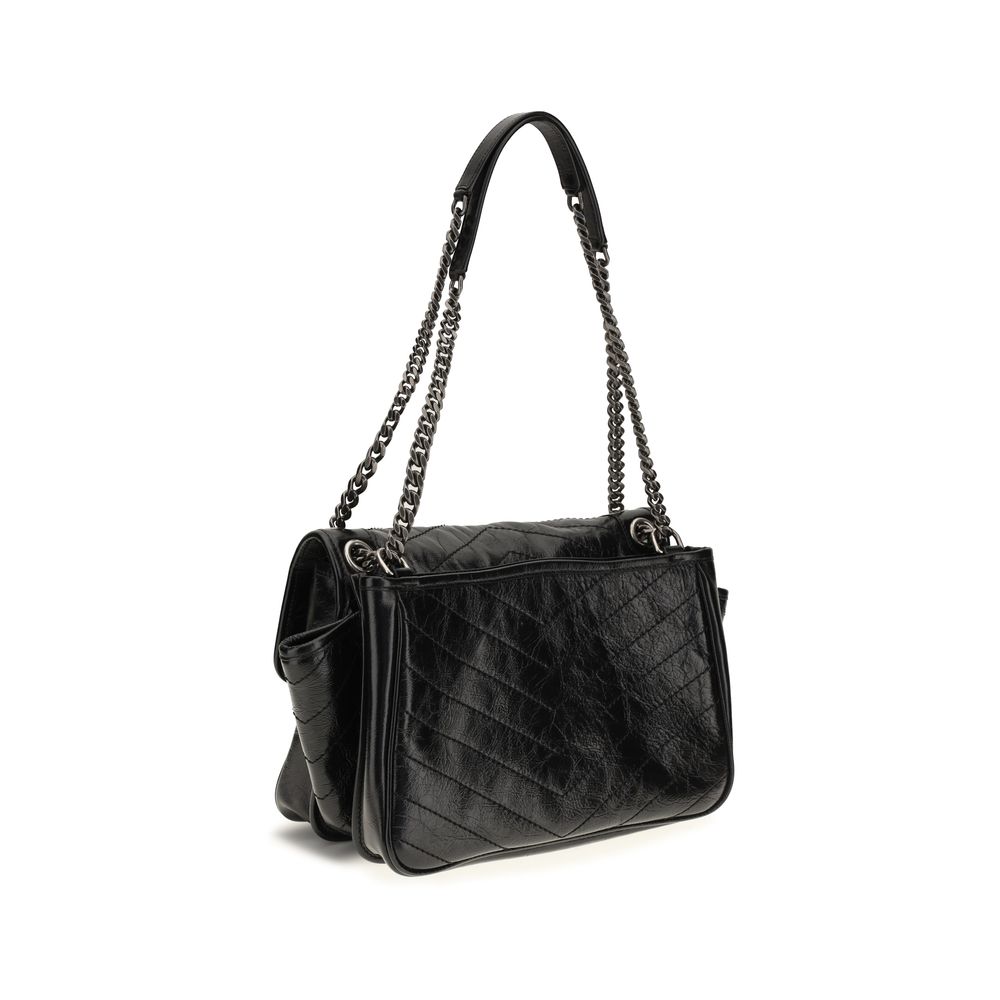 Saint Laurent Niki Tripouch Calf-Leather Shoulder Bag – Black