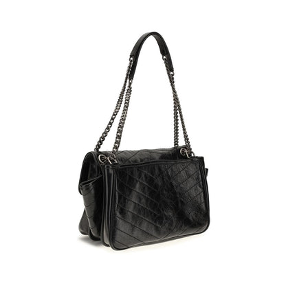 Saint Laurent Niki Tripouch Calf-Leather Shoulder Bag – Black