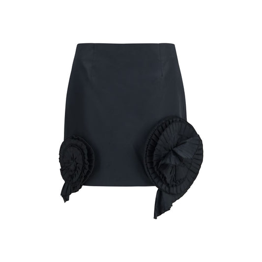 Blumarine Mini Skirt with Floral Appliqué – Black