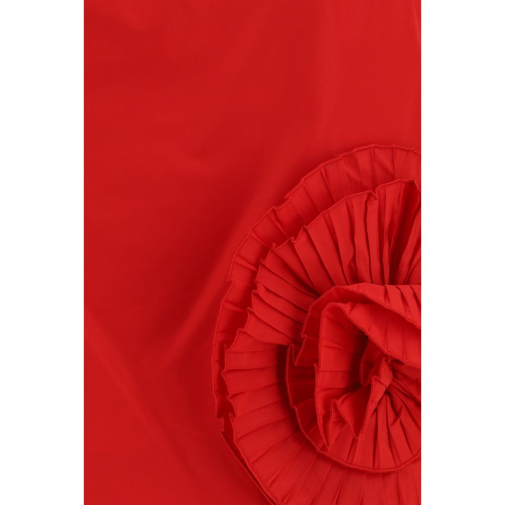 Blumarine Mini Skirt with Floral Appliqué – Red