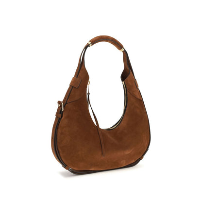 Moschino Handle Me Hobo Shoulder Bag – Brown Suede