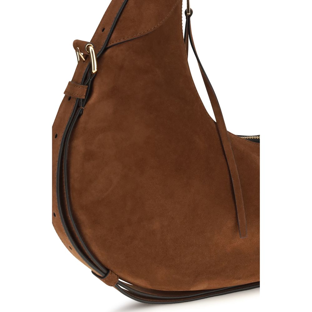 Moschino Handle Me Hobo Shoulder Bag – Brown Suede