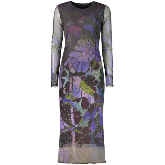 Desigual Long Leaf-Print Dress – Purple