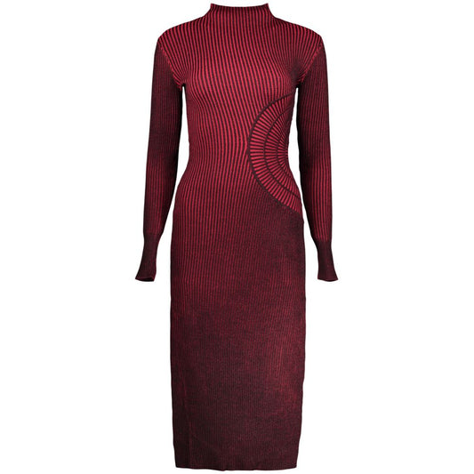 Desigual Long-Sleeve Viscose-Blend Dress – Red