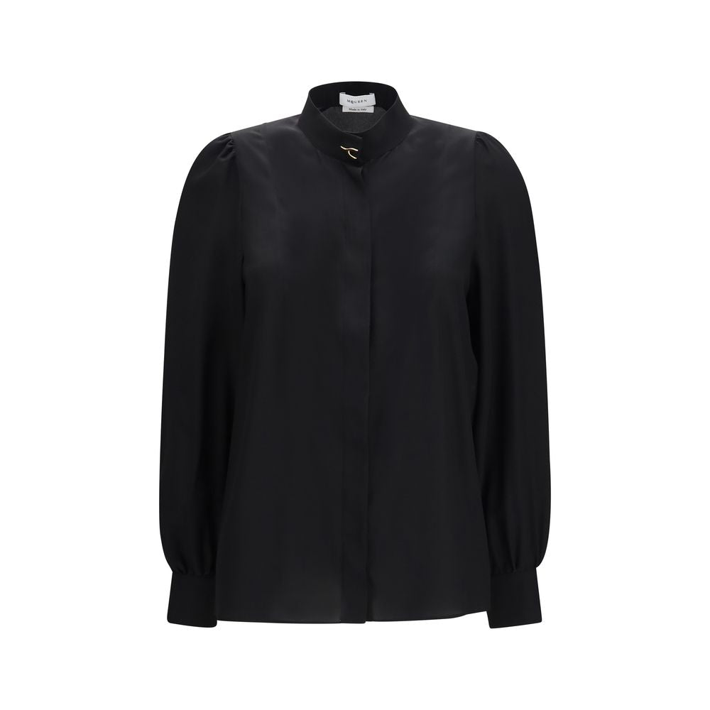 Alexander McQueen Wishbone Silk Blouse – Black
