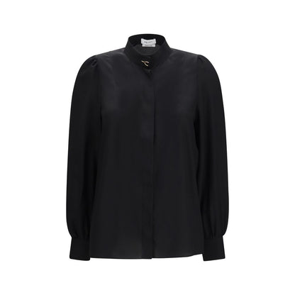 Alexander McQueen Wishbone Silk Blouse – Black