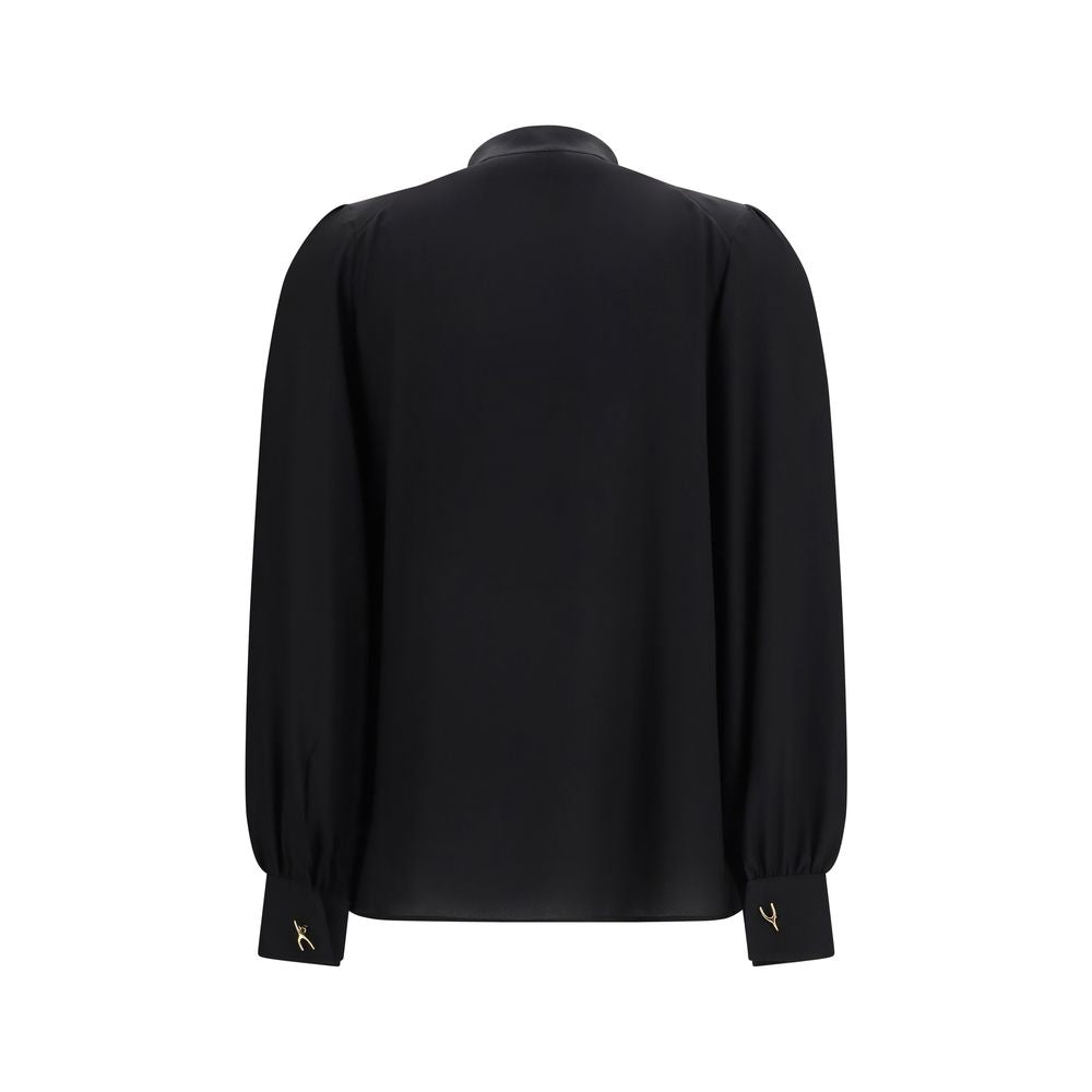 Alexander McQueen Wishbone Silk Blouse – Black