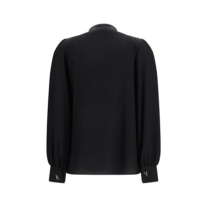 Alexander McQueen Wishbone Silk Blouse – Black