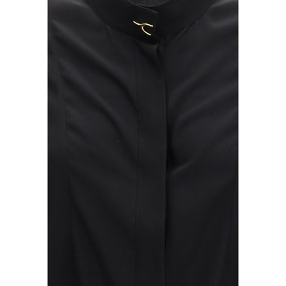 Alexander McQueen Wishbone Silk Blouse – Black