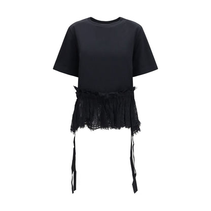 Alexander McQueen T-Shirt with Lace Trim – Black
