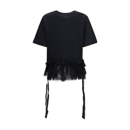 Alexander McQueen T-Shirt with Lace Trim – Black