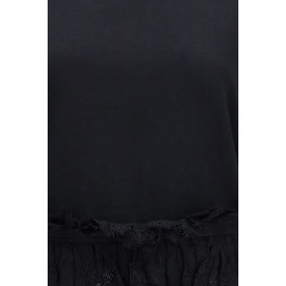 Alexander McQueen T-Shirt with Lace Trim – Black